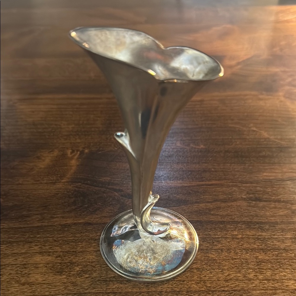 Silver Trumpet-Shaped Accent Vase
